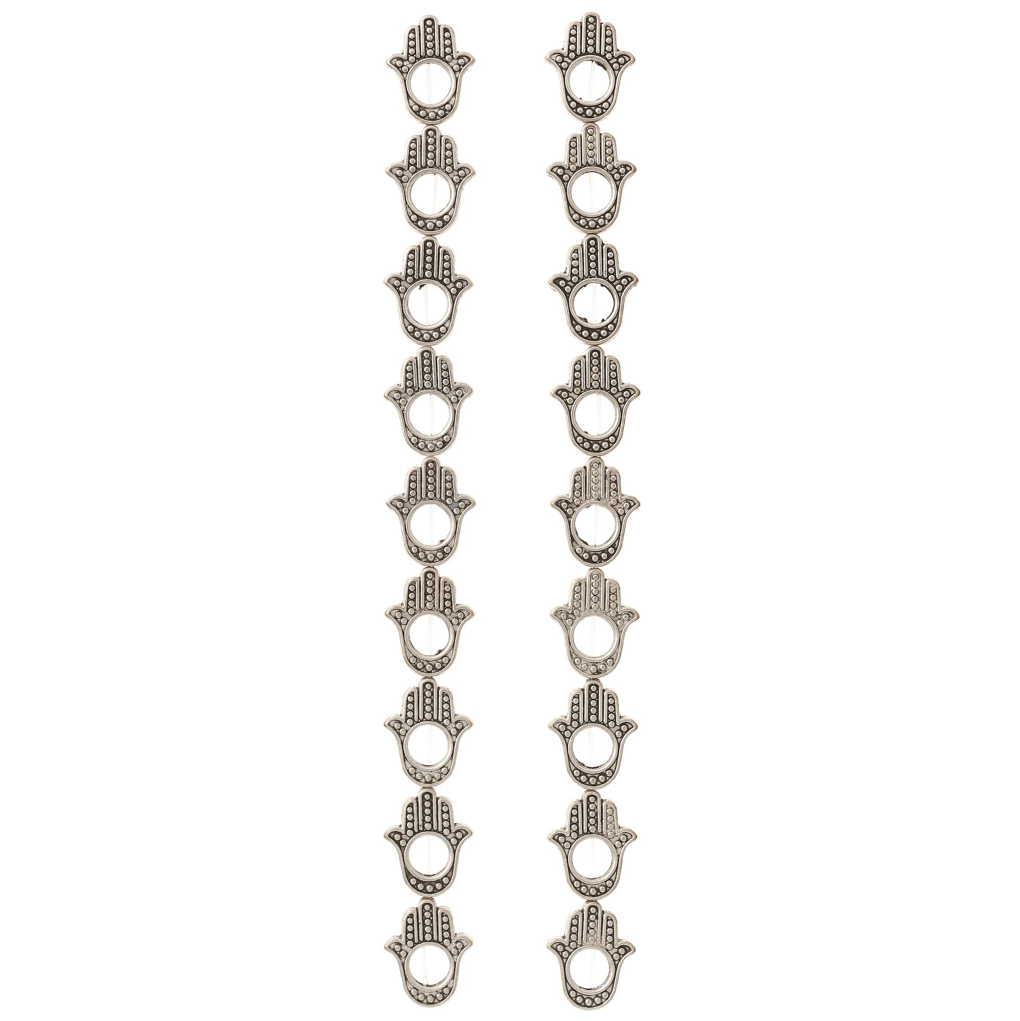 Silver Plated Metal Hamsa Beads, 15mm by Bead Landing™